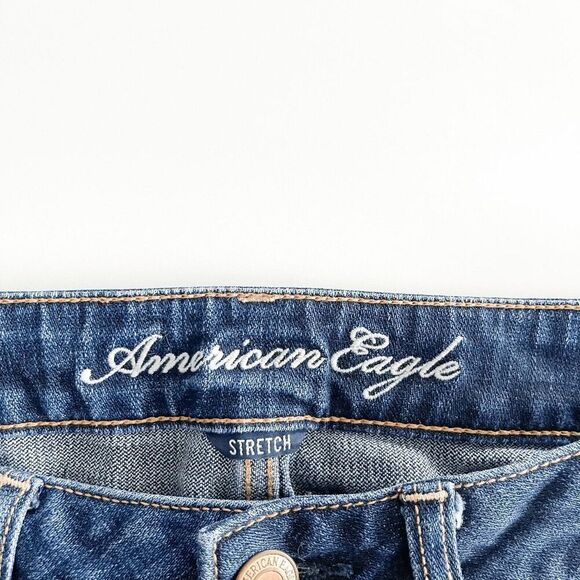 American Eagle Womens Slouchy Denim Stretch Straight Jeans Blue 8 - Picture 5 of 11